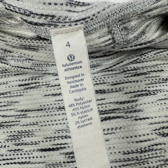 Lululemon Top Womens 4 White Black Long Distance Tiger Space Dye Athletic Gym - Picture 5 of 9